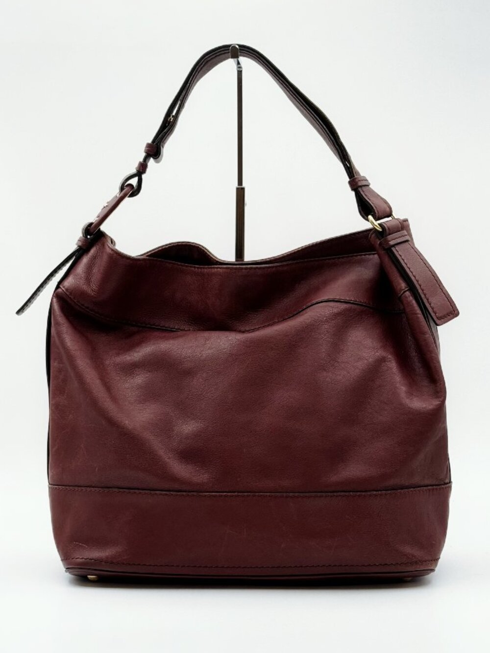 Salvatore Ferragamo Burgundy Leather Hobo Shoulder Bag Large